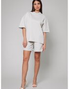 uFIT Set de tricou supradimensionat si pantaloni scurti - 2 piese - Gri deschis