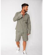 uFIT Set Lino 100% In camasa si pantalon scurt Dark Olive 17950 - Verde masliniu inchis