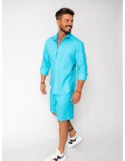 uFIT Set Lino 100% In camasa si pantalon scurt Turquoise 17960 - Turcoaz