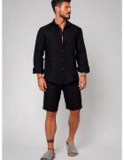 uFIT Set Lino din In 100% camasa si pantalon scurt Black 13348 - Negru