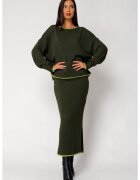 uFIT Set Sylvie cu fusta mix lana si casmir Green 18061 - Verde