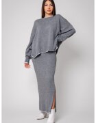 uFIT Set Sylvie cu fusta mix lana si casmir Grey 14613 - Gri