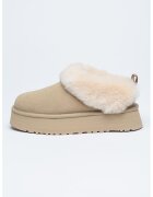 UGG Ghete de piele intoarsa fara inchidere cu blana - Bej