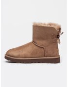 UGG Ghete slip-on din piele intoarsa Mini Bailey Bow II - Maro cognac