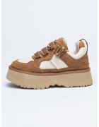 UGG Pantofi sport din piele intoarsa si material textil cu talpa demi-wedge Astromel - Alb/Maro