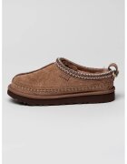 UGG Saboti de piele intoarsa cu insertii din material textil Tasman - Maro deschis melange