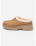 UGG Saboti de piele intoarsa New Heights - Alb fildes/Maro deschis