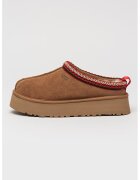 UGG Saboti din piele intoarsa cu model uni Tazz - Visiniu/Caramel/Bej deschis