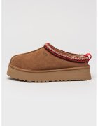 UGG Saboti flatform din piele intoarsa Tazz II - Visiniu/Caramel/Bej deschis