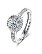 UNA VIDA Inel de Logodna cu Diamant Moissanite Marbella - Argint 925 - Marime Ajustabila