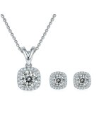 UNA VIDA Set Colier si Cercei cu Diamant Moissanite - Argint 925