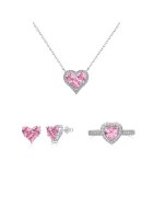 UNA VIDA Set Valentine's Colier - Cercei si Inel Inimioara Roz - pentru femei - Roz deschis
