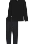 uncover by SCHIESSER Pijama lunga de bumbac - Negru