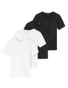 uncover by SCHIESSER Set de tricouri cu decolteu in V - 4 piese - Alb/Negru