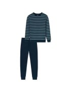 uncover by SCHIESSER Uncover - Pijama din bumbac cu dungi - Albastru inchis