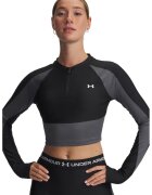 Under Armour Bluza crop cu fermoar scurt pentru antrenament - Negru/Gri inchis