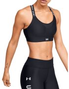Under Armour Bustiera cu suport ridicat si bretele incrucisate pe spate pentru fitness Infinity - Alb/Negru