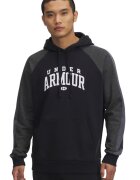 Under Armour Hanorac cu buzunar kangaroo si logo pentru fitness Rival - Negru/Gri inchis melange