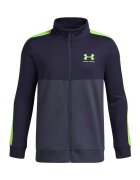 Under Armour Trening cu fermoar si model colorblock Rival - Albastru ultramarin/Verde lime/Gri inchis