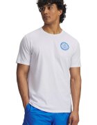 Under Armour Tricou cu decolteu la baza gatului si imprimeu logo - Albastru royal/Alb optic