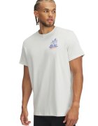Under Armour Tricou cu imprimeu text pe spate - pentru golf - Albastru pastel/Portocaliu pal/Alb murdar