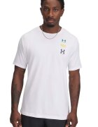 Under Armour Tricou din amestec de bumbac cu decolteu la baza gatului si logo - Alb/Verde/Galben