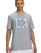 Under Armour Tricou din amestec de bumbac cu imprimeu logo College - Alb/Gri deschis/Albastru