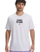 Under Armour Tricou dun amestec de bumbac cu imprimeu text - pentru baschet Curry Playable - Alb/Negru