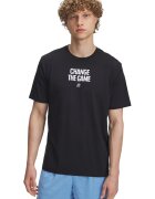 Under Armour Tricou dun amestec de bumbac cu imprimeu text - pentru baschet Curry Playable - Negru/Alb murdar