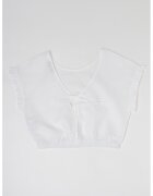 United Colors Of Benetton Bluza crop din amestec de in si bumbac cu maneci scurte - Alb