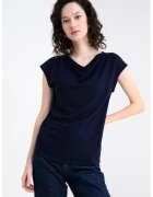 United Colors Of Benetton Bluza cu decolteu drapat - Bleumarin