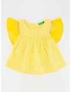 United Colors Of Benetton Bluza cu model in carouri si maneci cu volane - Alb/Galben