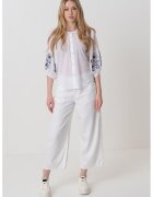 United Colors Of Benetton Bluza de bumbac cu detalii brodate - Alb/Albastru ultramarin