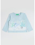 United Colors Of Benetton Bluza de bumbac cu imprimeu grafic si logo - Alb/Verde menta