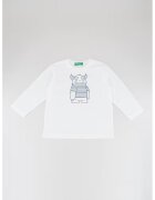 United Colors Of Benetton Bluza de bumbac organic cu imprimeu grafic - Alb murdar/Bleumarin