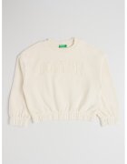 United Colors Of Benetton Bluza de trening din bumbac cu broderie - Crem