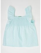 United Colors Of Benetton Bluza din amestec de in cu volane - Alb/Verde menta