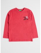 United Colors Of Benetton Bluza din bumbac cu decolteu la baza gatului - Alb/Negru/Roz zmeuriu