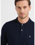 United Colors Of Benetton Bluza polo din material pique si bumbac - Bleumarin