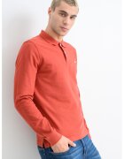 United Colors Of Benetton Bluza polo din material pique si bumbac - Rosu stins