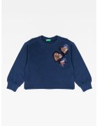 United Colors Of Benetton Bluza sport din bumbac cu inimi din paiete - Bleumarin