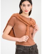 United Colors Of Benetton Bluza transparenta cu aspect stralucitor - Caramel