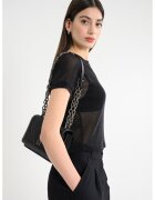 United Colors Of Benetton Bluza transparenta cu aspect stralucitor - Negru stins/Argintiu