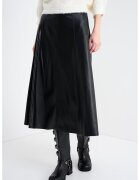 United Colors Of Benetton Fusta midi de piele ecologica - Negru