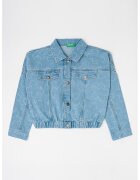United Colors Of Benetton Jacheta crop de denim - Albastru deschis