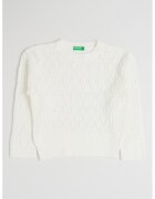 United Colors Of Benetton Pulover cu decolteu la baza gatului si perforatii - Alb