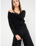 United Colors Of Benetton Pulover cu decolteu patrat - Negru