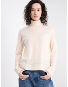 United Colors Of Benetton Pulover din amestec de lana cu gule inalt si model uni - Crem