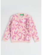 United Colors Of Benetton Pulover pufos cu model inima - Roz inchis/Roz pal