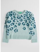 United Colors Of Benetton Pulover tricotat cu animal print - Verde deschis